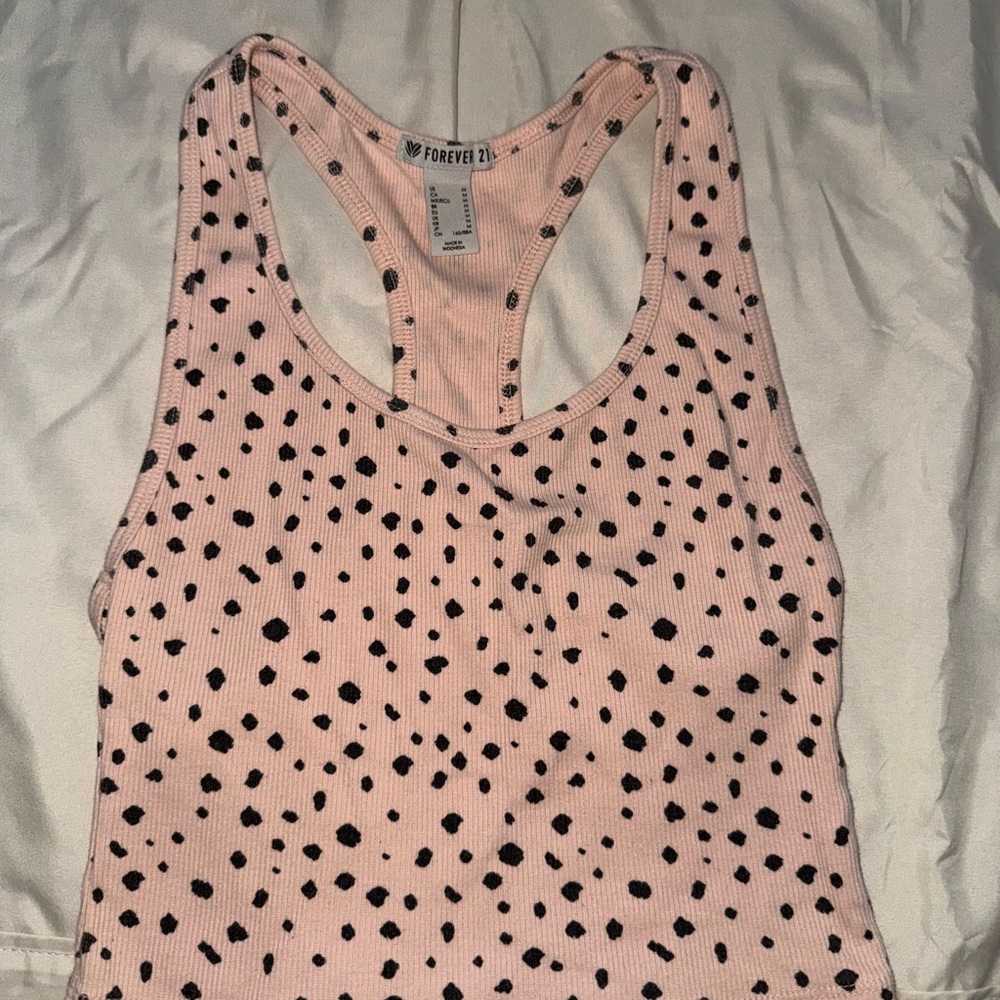 Forever 21 Blush and Black Polka Dot Tank